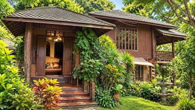 บ้านสวนส่วนตัว ริมสายน้ำธรรมชาติ สวนสีเขียวร่มรื่น สันทราย