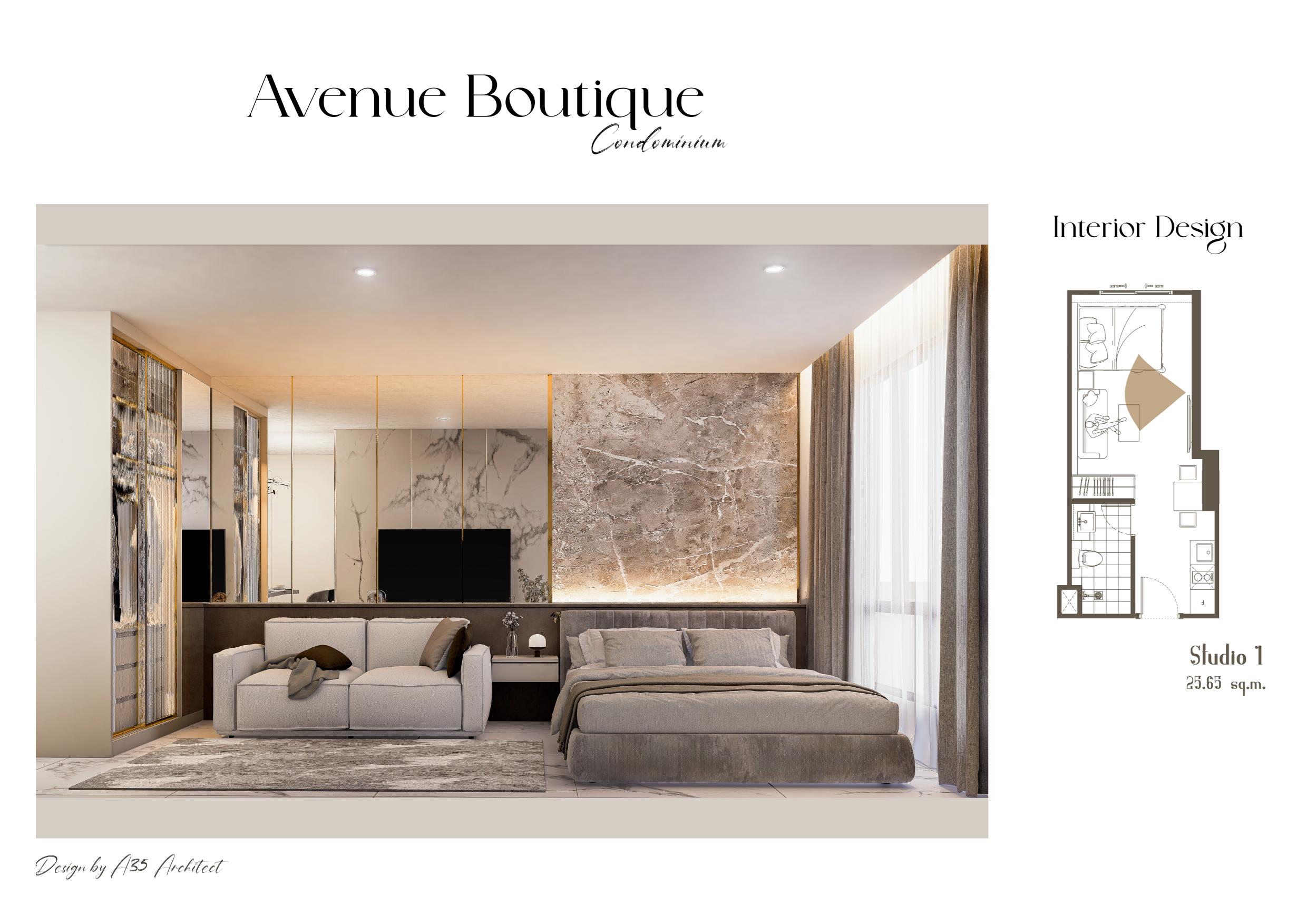 พรีเซลล์! สตูดิโอ Avenue Boutique Condominium ชั้น 8 ขนาด 25.65 ตร.ม. (โควต้าไทย)
