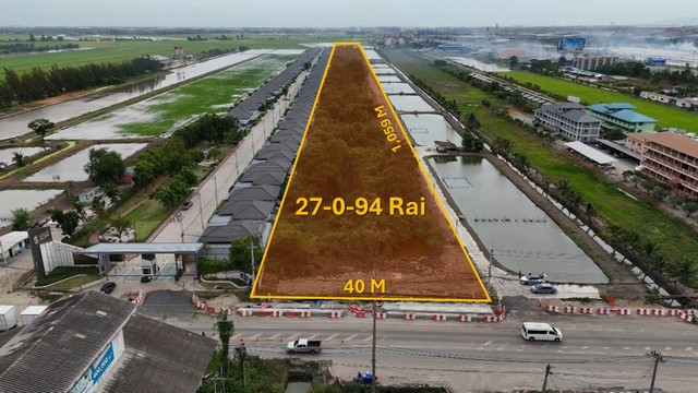 ขายที่ดินบางปะกง ฉะเชิงเทรา 27 ไร่ เหมาะสำหรับพัฒนาโครงการจัดสรร โกดัง คลังสินค้า