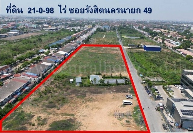 ขายด่วน ที่ดิน 21-0-98 ไร่ ซอย รังสิต-นครนายก 49 ทำเลดีมาก รูปแปลงสี่เหลี่ยม เหมาะสำหรับทำธุรกิจ