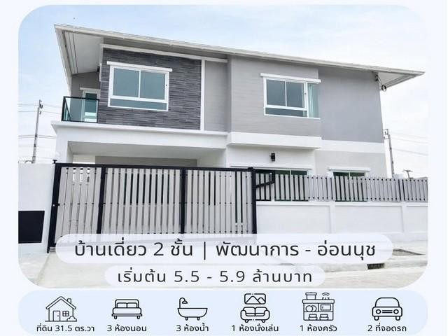 HS 2058 ขายบ้านเดี่ยว 2 ชั้น สร้างใหม่ 31.5 ตรว. 3 ห้องนอน หมู่บ้านเมืองทอง พัฒนาการ 65